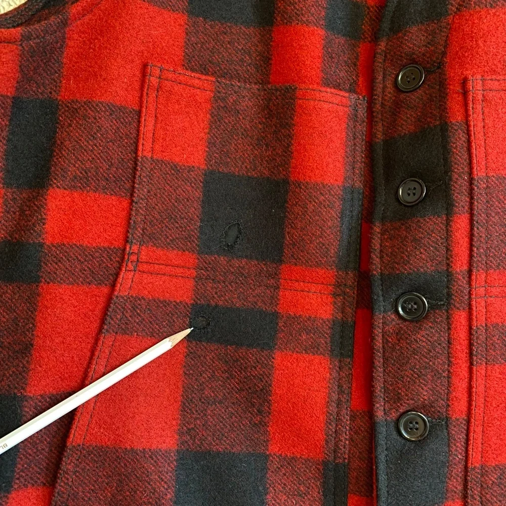Mens Filson 100% wool Mackinaw red and black vest Size XL - Picture 7 of 11